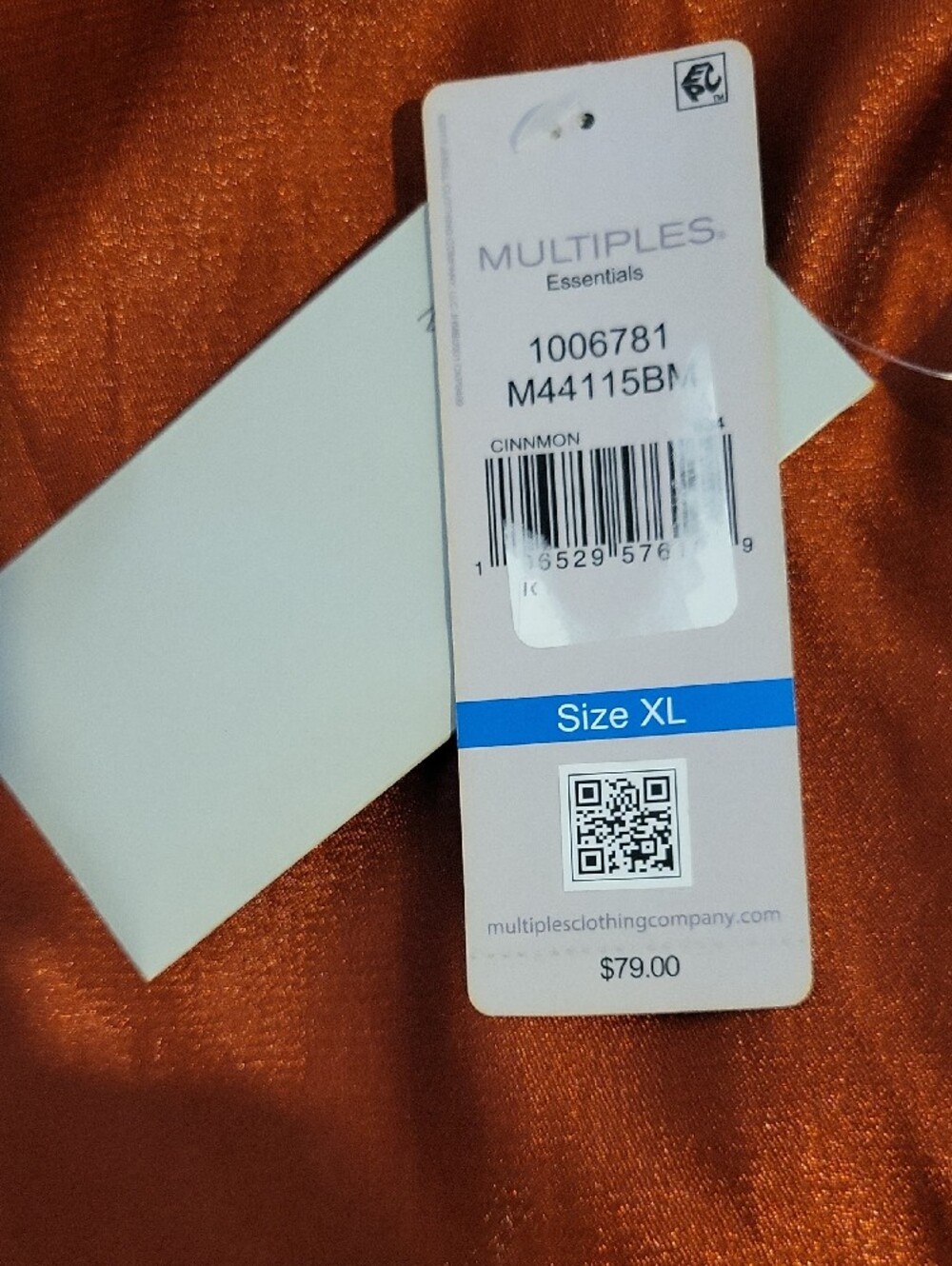 Multiples Shimmering Rust Colored Satin Button-Up Top - Picture 7 of 7
